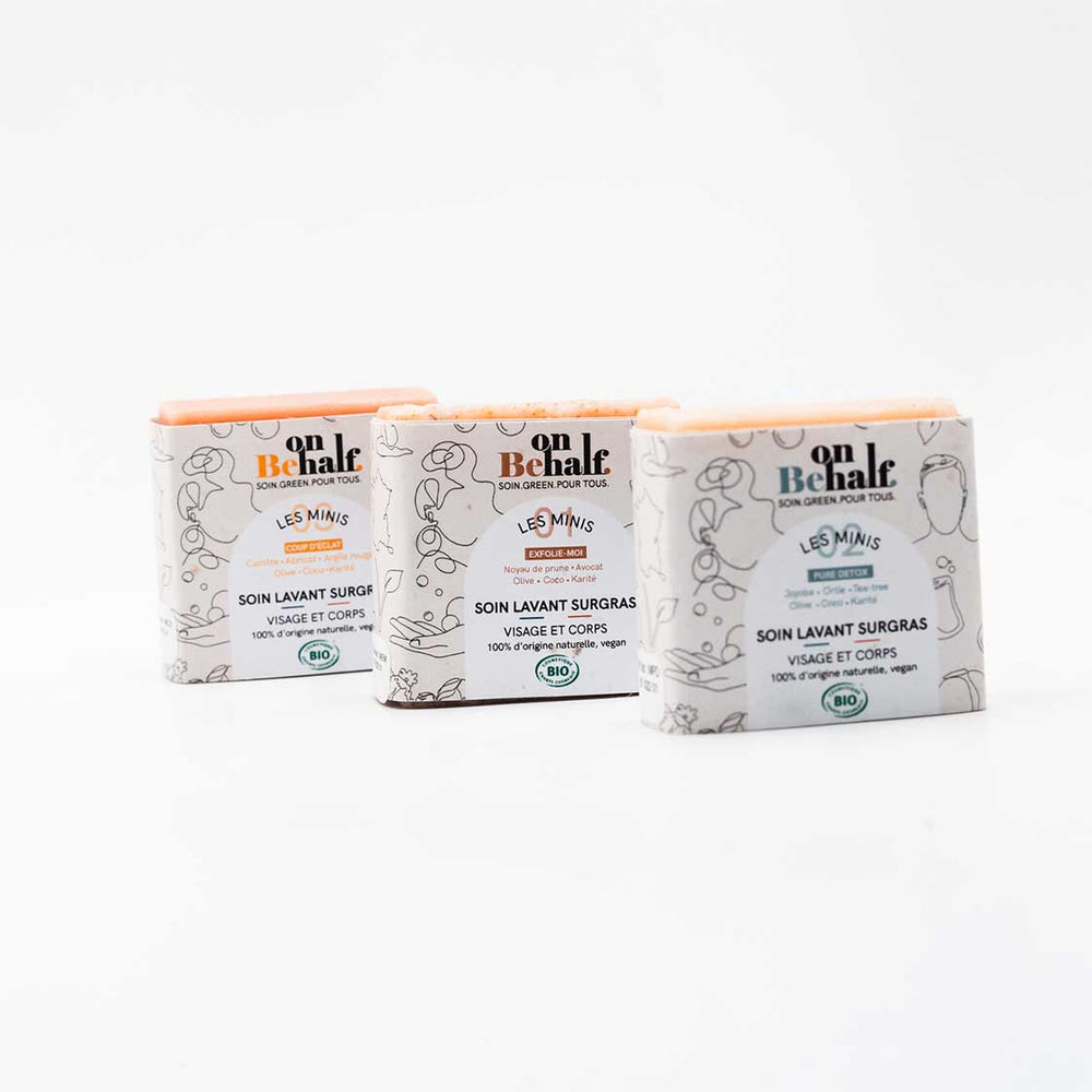 1 Soin lavant Surgras Suspendus Coup d'éclat en format mini, 1 Soin lavant Surgras Suspendus Pure Détox en format mini,  1 Soin lavant Surgras Suspendus Coup d'éclat en format miniet 1 Soin lavant Surgras Suspendus Exfolie-moi en format mini