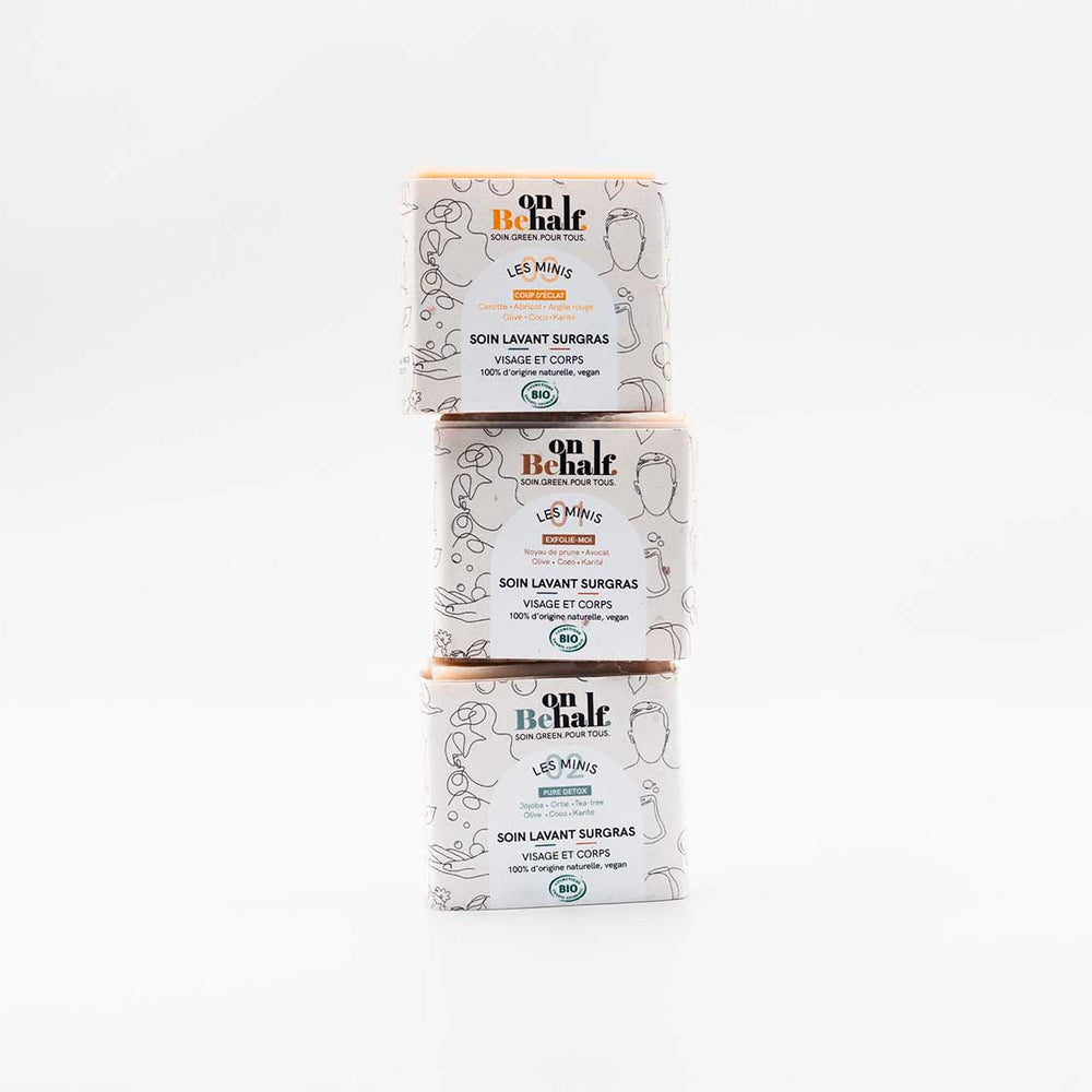 1 Soin lavant Surgras Suspendus Coup d'éclat en format mini, 1 Soin lavant Surgras Suspendus Pure Détox en format mini,  1 Soin lavant Surgras Suspendus Coup d'éclat en format miniet 1 Soin lavant Surgras Suspendus Exfolie-moi en format mini