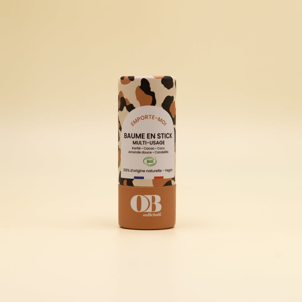 Baume en stick 100% naturels et certifiés bio. Parfum vanille, Karité, Cacao, Coco, Amande douce, Candelilla