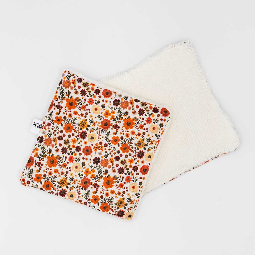 Pack de 3 cotons lavables en éponge bambou de motif Brun Liberty