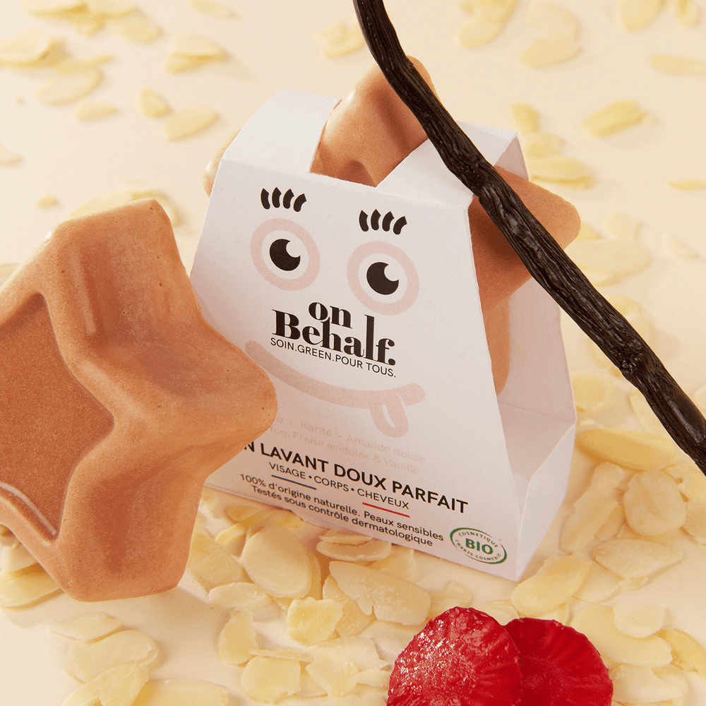 Soin lavant doux parfait Margot avec ses ingrédients. hampoing douche - peaux sèches, sensibles, cuirs chevelus sensibles. Le savon préféré des enfants et des parents ! Pratique, grâce à sa forme étoile qui tient dans la main. Gourmand, grâce à son délicieux parfum fruité. Nourrissant et doux. PH neutre.