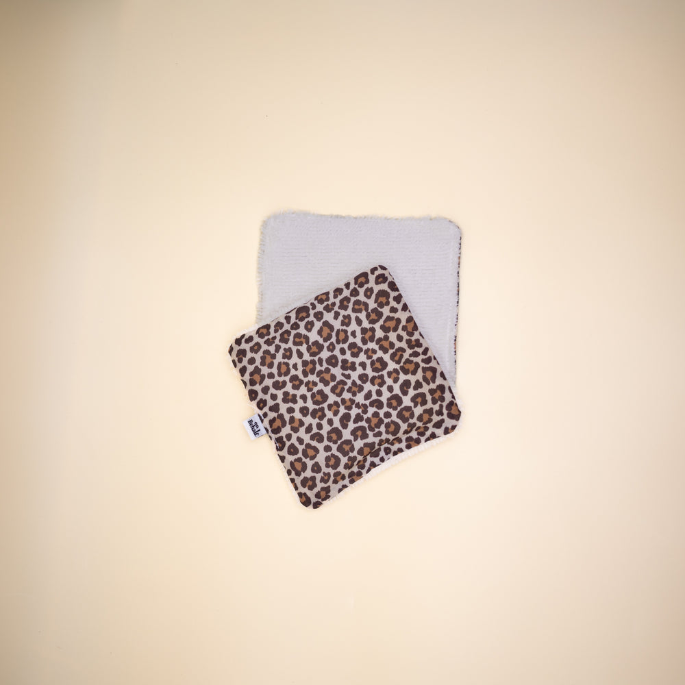 Coton lavable en éponge bambou de motif Léopard