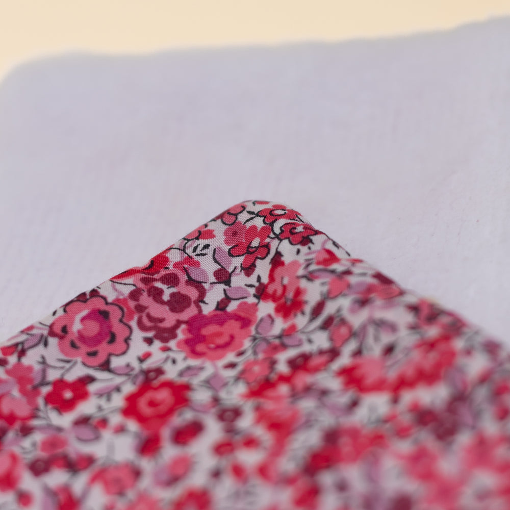 Coton lavable en éponge bambou de motif liberty corail