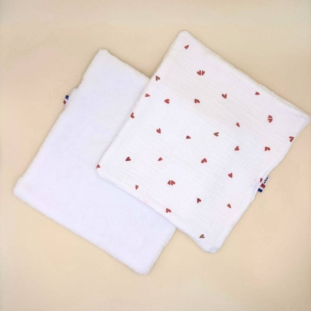 minis serviettes ultra-douces en éponge de bambou et en coton pour vous sécher le visage pour les peaux à imperfections et les peaux sensibles à motif coeur
