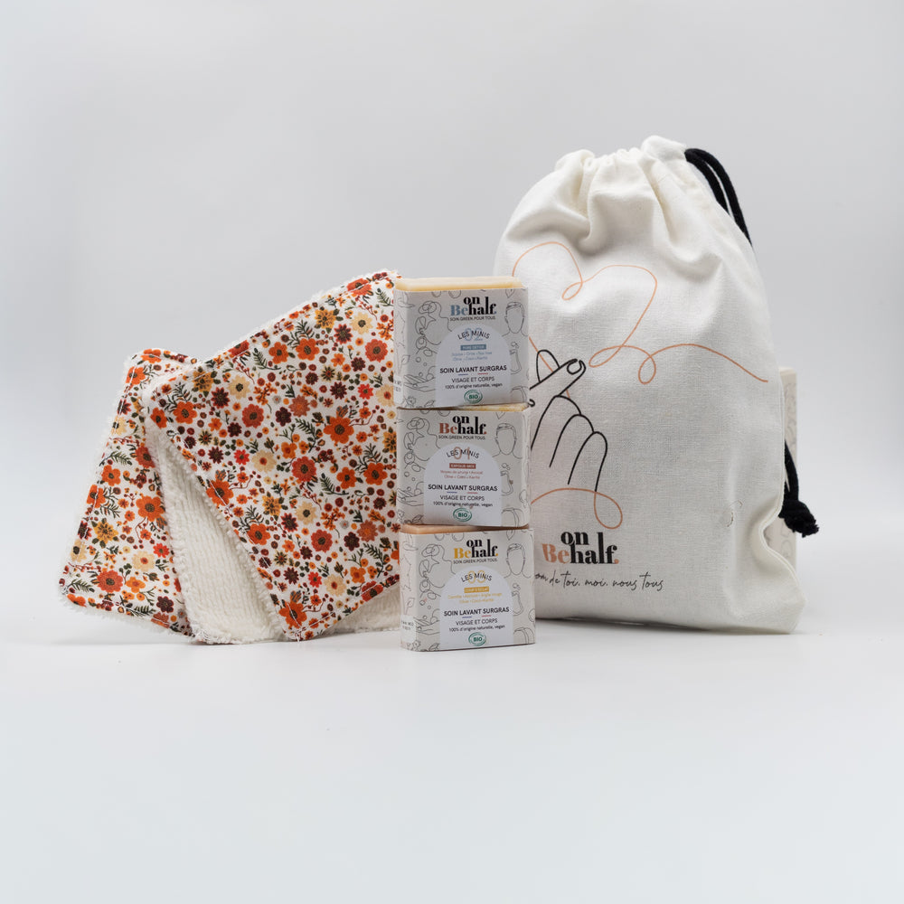 coffret découverte composé d'un pochon, d'un Soin lavant 