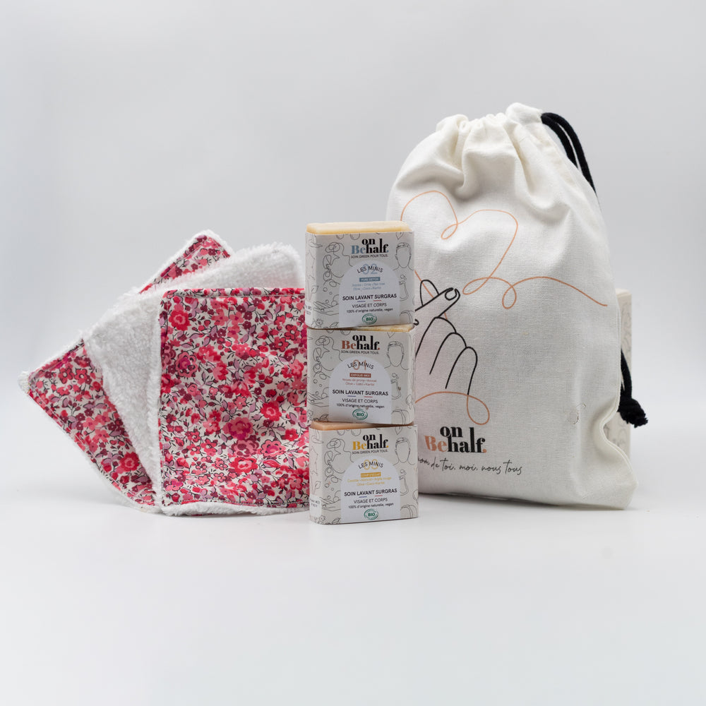 coffret découverte composé d'un pochon, d'un Soin lavant 